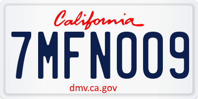 CA license plate 7MFN009