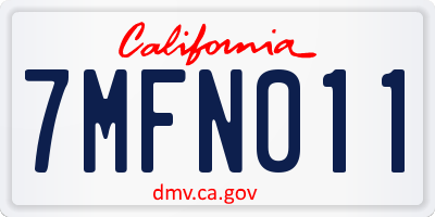 CA license plate 7MFN011