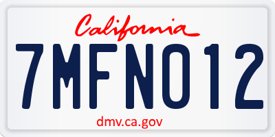 CA license plate 7MFN012