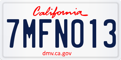 CA license plate 7MFN013