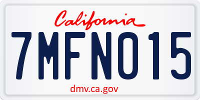 CA license plate 7MFN015