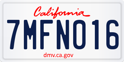 CA license plate 7MFN016