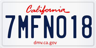 CA license plate 7MFN018