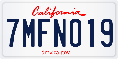 CA license plate 7MFN019