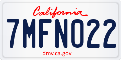 CA license plate 7MFN022