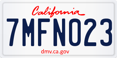 CA license plate 7MFN023