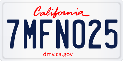 CA license plate 7MFN025