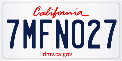 CA license plate 7MFN027