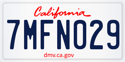 CA license plate 7MFN029