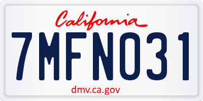 CA license plate 7MFN031