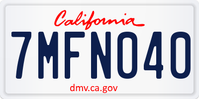 CA license plate 7MFN040