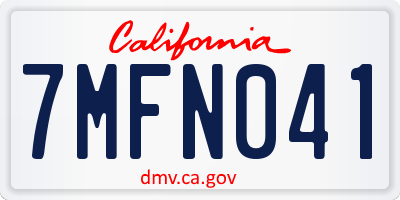 CA license plate 7MFN041
