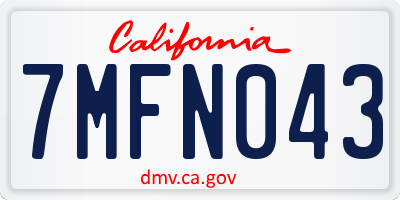 CA license plate 7MFN043