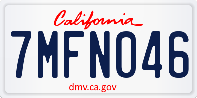 CA license plate 7MFN046