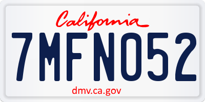 CA license plate 7MFN052