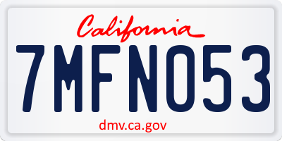 CA license plate 7MFN053