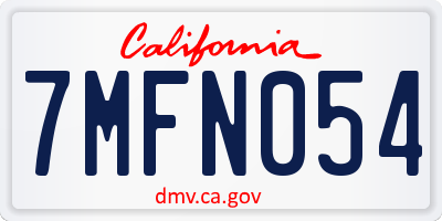 CA license plate 7MFN054