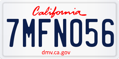 CA license plate 7MFN056