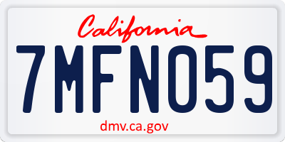 CA license plate 7MFN059