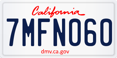 CA license plate 7MFN060