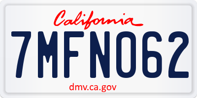 CA license plate 7MFN062