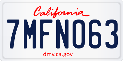 CA license plate 7MFN063