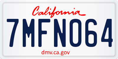 CA license plate 7MFN064