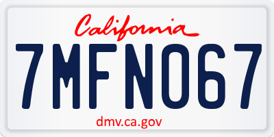 CA license plate 7MFN067
