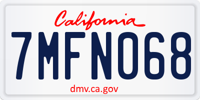 CA license plate 7MFN068