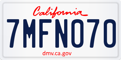 CA license plate 7MFN070
