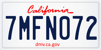 CA license plate 7MFN072