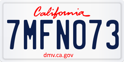 CA license plate 7MFN073
