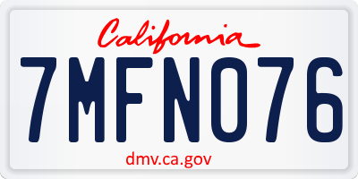 CA license plate 7MFN076