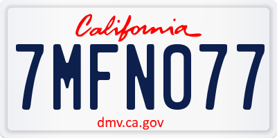 CA license plate 7MFN077