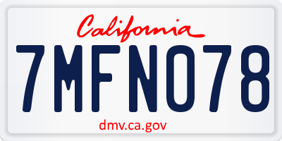 CA license plate 7MFN078