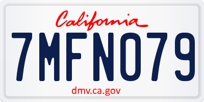 CA license plate 7MFN079