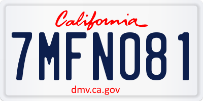 CA license plate 7MFN081
