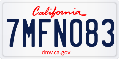 CA license plate 7MFN083
