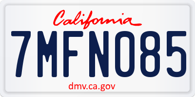 CA license plate 7MFN085