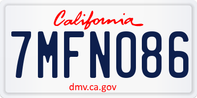 CA license plate 7MFN086