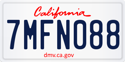 CA license plate 7MFN088