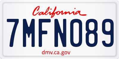 CA license plate 7MFN089