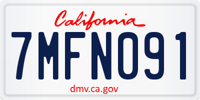 CA license plate 7MFN091