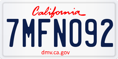 CA license plate 7MFN092