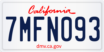 CA license plate 7MFN093