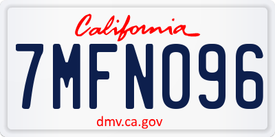 CA license plate 7MFN096