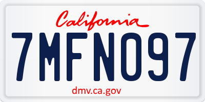CA license plate 7MFN097