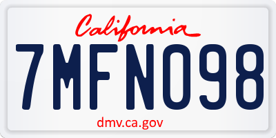 CA license plate 7MFN098