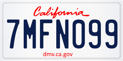 CA license plate 7MFN099