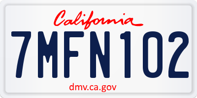 CA license plate 7MFN102